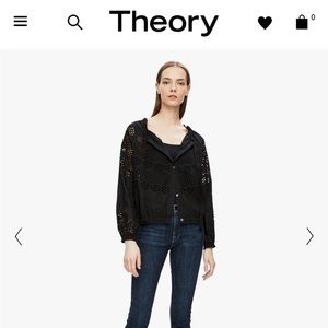 Theory Black Eyelet Top